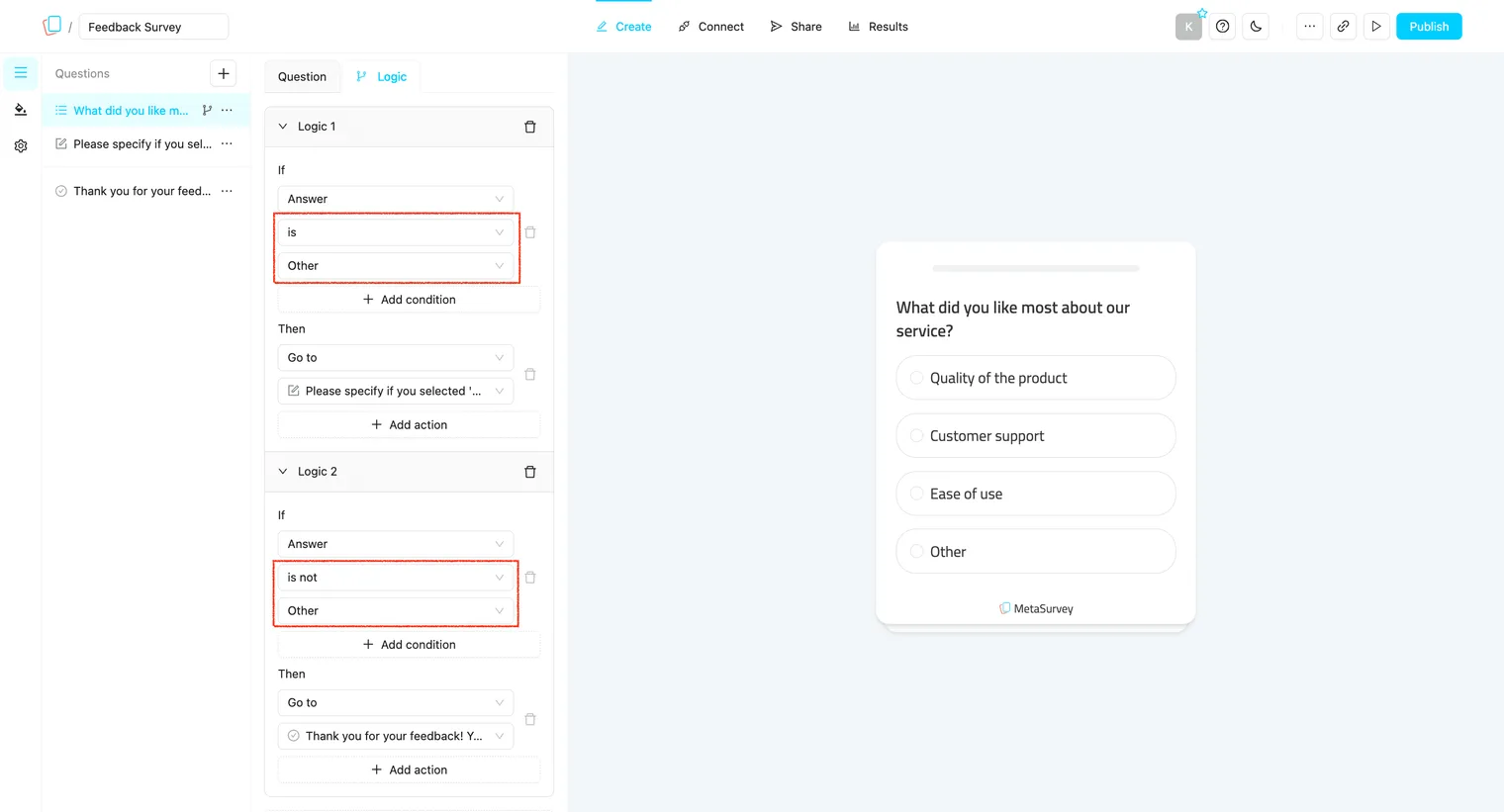 Multiple logics for Other choice