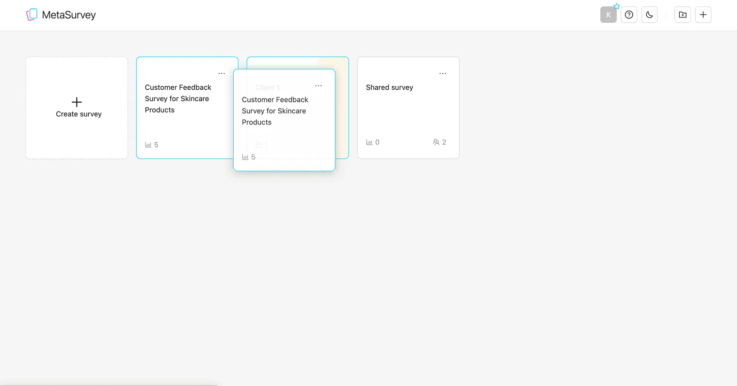 Drag and drop survey into folder