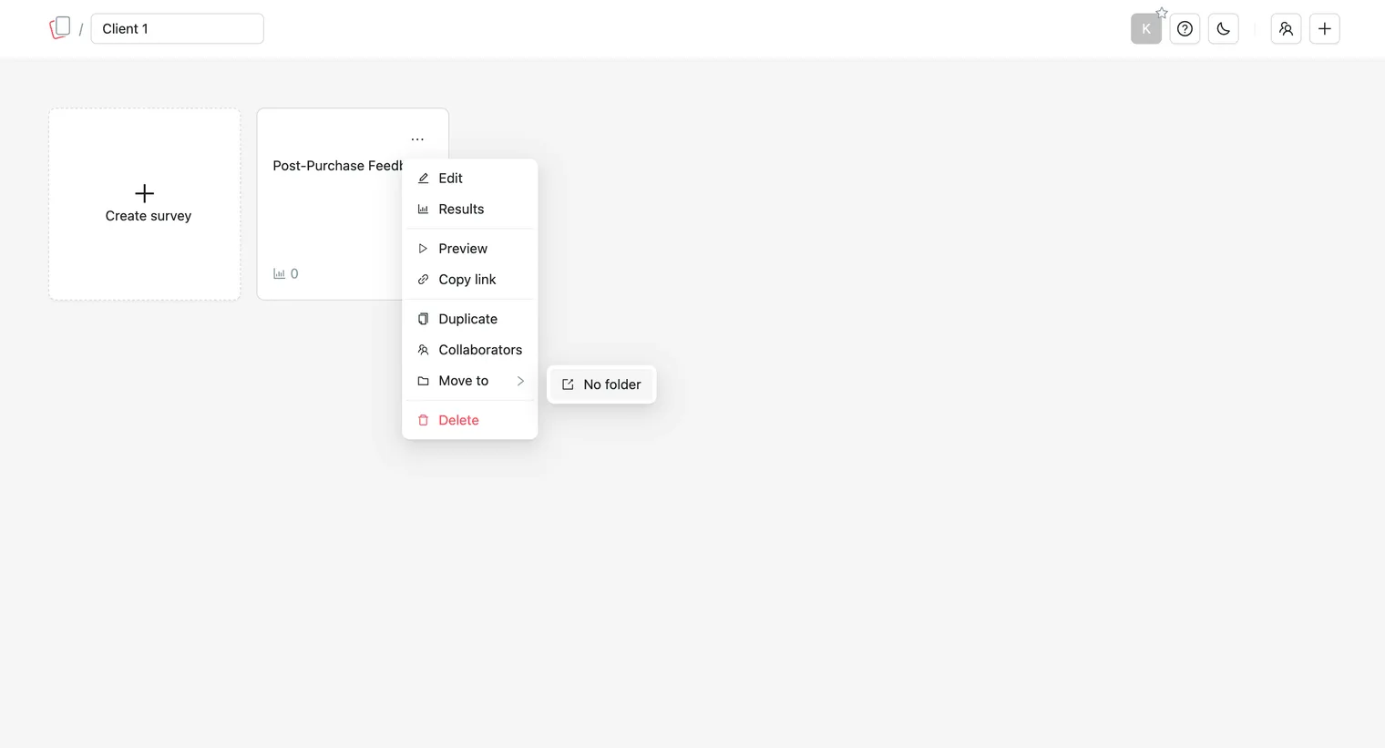 Move out of a folder menu
