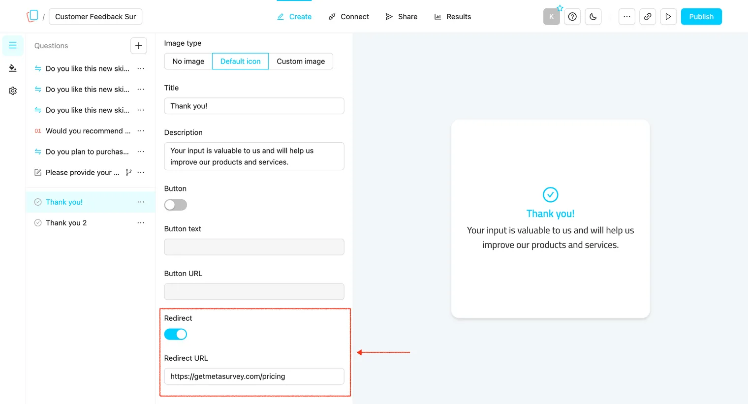 Redirect settings