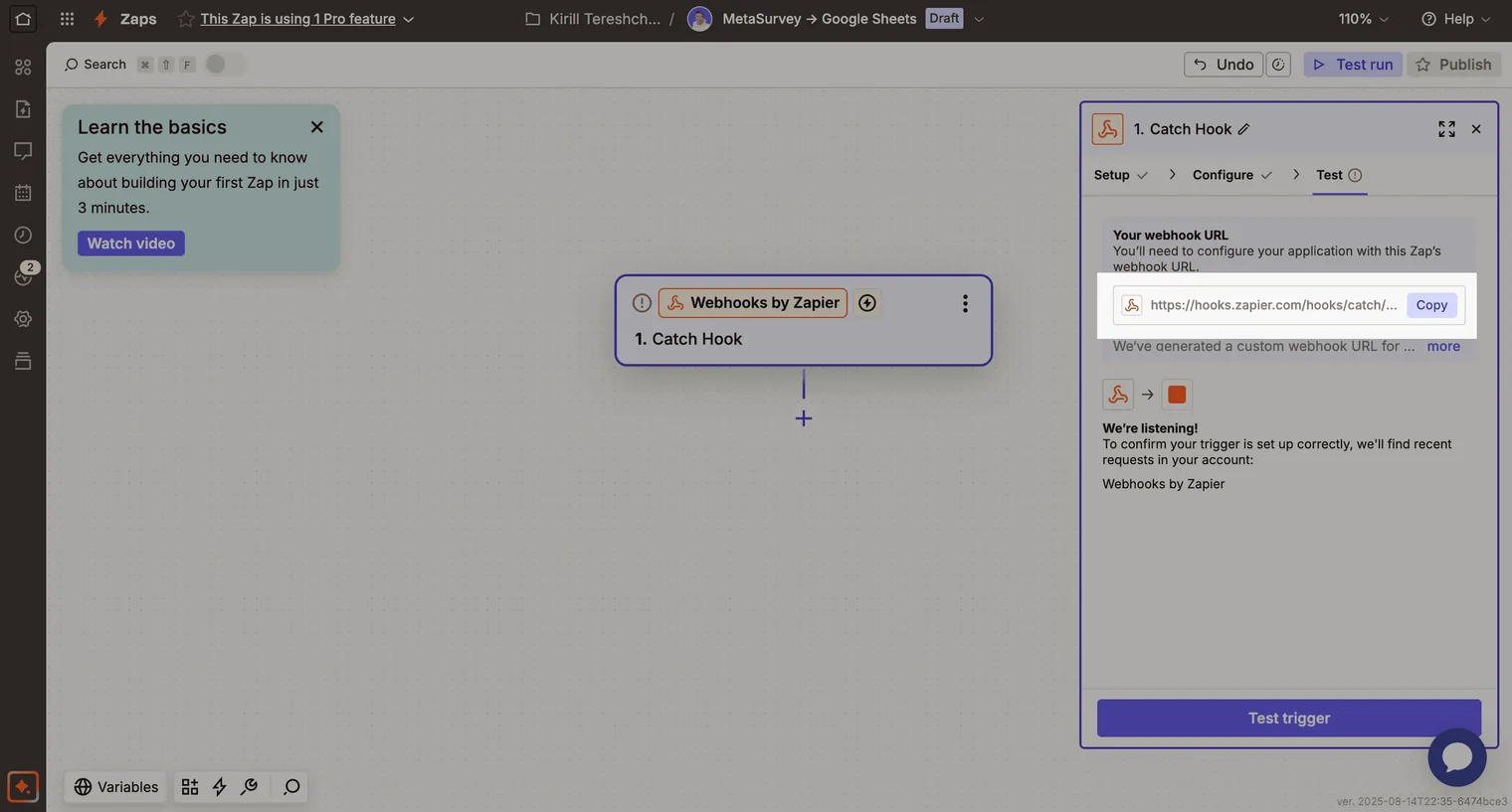 Copy Webhook URL